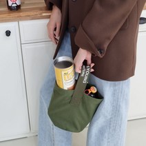 쟁이테이블 여성 미니 도트백 캔버스 에코백 원형 손가방 여자 외출 작은 손목 가방 데일리 도시락 텀블러 백