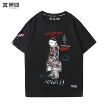 남성 커플 nasa 합작 플래그샵 홈페이지 미국 여름 단소, T02-M, C22-블랙 2