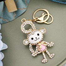 라본 큐빅 원숭이 열쇠고리 키홀더 원숭이띠선물 장식소품 단체선물 가방고리, 상자포장, 핑크