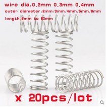 20pcs 와이어 직경 0.2mm 0.3mm 0.4mm 스테인레스 스틸 압축 스프링 304 SUS Y 형 로터 리턴, [01] 0.3mm, [04] 5mm, [01] 25mm, 01 25mm_01 0.3mm_04 5mm