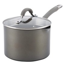 Circulon 81401 35.6cm14인치 도우미 핸들 하드 아노다이징 알루미늄 프라이팬 오이스터 그레이 USA 미국, Saucepan (3 Quart)