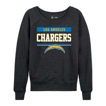 NFL 여성용 플러스 사이즈 차콜 크루넥 축구 의류 가벼운 슬라우치 래글런 소매 풀오버 506218, Los Angeles Chargers - Charcoa