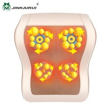 jinkairui 4 헤드 전기 목 등 요추 경추 마사지 베개 진동 지압 적외선 가열 자동차 홈 이중 사용, 우리 플러그, 금