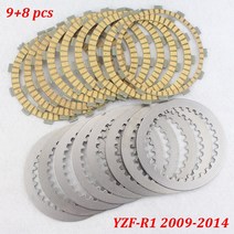 오토바이 엔진 부품 종이 기반 클러치 마찰 플레이트 강판 디스크 키트 YAMAHA YZF1000 R1 YZFR1 19992014 호환, 04 2009-2014 A Set