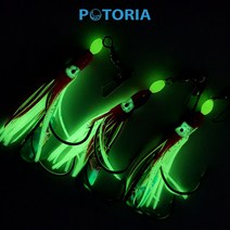 왕대구메탈 축광 꼴뚜기 쌍바늘 채비 대구꼴뚜기채비 3개입, 핑크옐로우