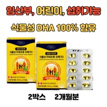 캐나다 식물성 오메가3 임산부 임신초기 영양제 연질캡슐 어린이 청소년 오메가 DHA 60캡슐x2박스 2개월분 비린내 없는 먹기편한 미니 임신중 오메가 쓰리 비타민D 비타민E