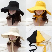 여성벙거지모자 오버핏 버킷햇 캔버스 대챙 사파리 패션 캠핑 낚시 등산 모자 리본끈 벙거지