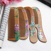 샴푸브러쉬 두피마사기 헤어 갈바닉 복숭아 나무 빗 꽃 그린 정전기 방지 자연 빗 수제, 11번