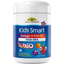리얼헬스 키즈 스마트 트리오스 오메가-3 생선기름 츄어블 보충제 60개