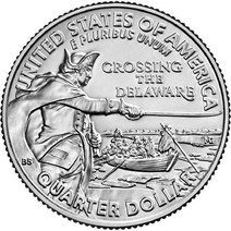 미국 25 센트 기념 동전 2021 워싱턴 델웨어 아메리카를 통해 여 100%, 한개옵션0