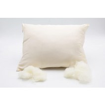 ORGANIC TEXTILES 천연 울 충전 베개 유기농 지퍼 면 커버가 있는 수분 흡수 표준 미디엄 충전재 커버가 있는 베개 1개, Standard