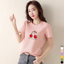 [오늘발송] 스타일아유 여성용 여름 귀여운 앵두 라운드 반팔티 반팔 티셔츠[AYG6TS399A]