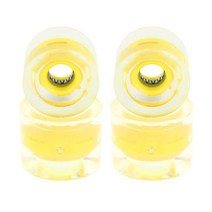 4 조각 스케이트보드 바퀴 60mm 롱보드 바퀴 크루저 바퀴 스케이트보드 거리 승마를 위한 야간 조명/광택, PU, 노랑