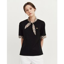 22SS [populet]블랙 스카프장식 면혼방 반팔티셔츠 WNTS2B077BK