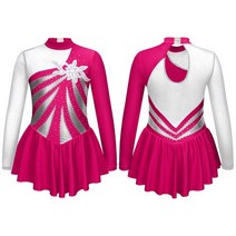 피겨연습복 피겨 스케이트 복 드레스 의상 어린이 소녀 피규어 스케이팅 댄스 드레스 발레 체조 레오타드, 02 Hot Pink_05 12