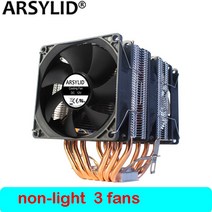 X79-X99 라이젠 i5 i7 CPU 쿨러 4 핀 팬 115X 1366 2011 6 히트 파이프 듀얼 타워 냉각 9cm 지원 인텔 AMD RGB ARGB, [04] non-light 3 fans, [01] Standard Edition
