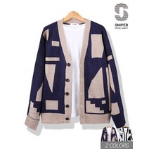 테트리스 패턴 오버핏 헤비 가디건