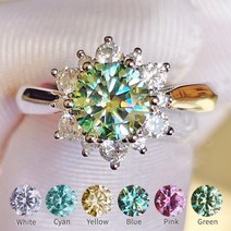 다이아몬드 예물반지 커플링 결혼 real moissanite ring jewelry 1 캐럿 블루 핑크 옐로우 그린 시안 화이트 약혼 웨딩 여성 diamond ring 925