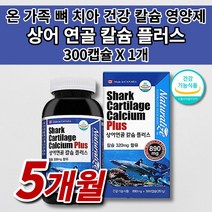 뼈에 좋은 칼슘제 청소년 여성 남성 갱년기 임산부 노인 어르신 뼈 치아 이 건강 허리 무릎 관절 골밀도 성장기 골격 형성 골다공증 예방 식약처인증 상어 연골 칼슘 영양제 300캡슐, 1개