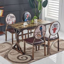 감성 카페 테이블세트 빈티지 스타일 레스토랑 의자, 반커브 모양 테이블 1 의자 4