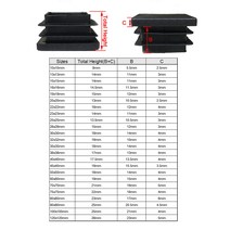 빠루 야스리 2410pcs 정사각형 플라스틱 블랙 블랭킹 엔드 캡 튜브 파이프 삽입 플러그 마개 10x10 ~ 거실, 02 2PCS_11 50x50mm