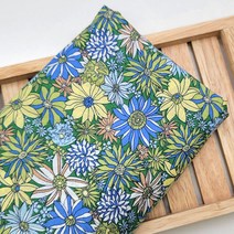 원단style 대폭 면60수 시원한 아사원단 다알리아 플라워 [A46-48], 그린