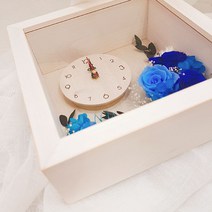 꽃이있는풍경 프리저브드 시계 집들이 신혼집 선물 시들지않는꽃, 파랑+MD