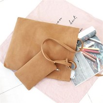 슈썸 파우치 내장 스웨이드 빅숄더백 UN 595