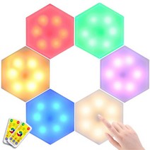 DIY RGBW LED 양자 램프 LED 육각형 벽 램프 터치 센서 RGBW LED 벌집 빛 다채로운 밤 빛 침실 모듈 형 램프, [10] 1 controller 10 Lamp, [1] RGBW