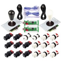 철권조이스틱 레트로 아케이드 게임콘솔 xbox 호환 엑박패드 프로콘 usb 인코더 타원 타원형 hanlde pc 용 아메리칸 스타일 버튼 mame pi 창 아케이드 2인용, 협력사, 흰색 - 검정색