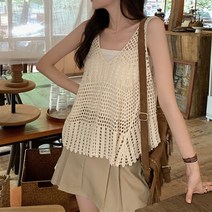 코지 빈티지 카토츠 그물펀칭 니트 베스트 조끼