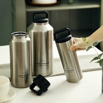 손잡이텀블러 이중진공텀블러 보온보냉 물통 스테인리스 500ml 1리터 2리터 실버, 1리터 실버