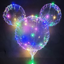 LED 보보 풍선 스틱 발렌타인 데이 화이트 투명 불빛 콘서트 버블 놀이공원 파티풍선, 곰돌이풍선_대형