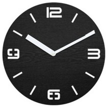 WMC-100 모던 우드 벽시계, 저소음 블랙