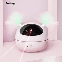 360 회전 레이저 고양이 대화 형 장난감 전기 로봇 괴롭히는 깃털 지능형 자동 애완 동물 용품, Battery Pink