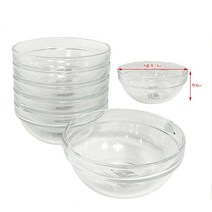 유리 그릇 샐러드 보울 유리볼 베이킹 투명6P 14CM