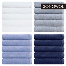 송월타월 항균 코마 40수 180g 수건, 화이트, 4장