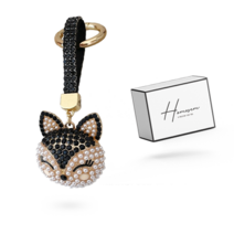 홈샘 귀여운 큐빅 강아지 여우 부엉이 열쇠고리 키링10종, G. 여우 블랙