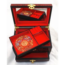 붉은 함포장 결혼 현금예단함 예단봉투 현금예단 혼례 봉채비 함 약혼 결혼 칠기 상자, L
