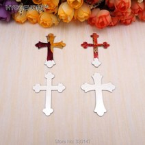 붙이는거울 아크릴 거실 욕실 거울 크로스 스티커 레이저 절단 십자가 웨딩 파티 호의 홈 장식 20 개, Gold-Style A_5cm height