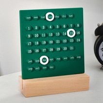 Ins Creative Time Perpetual Table Calendar Manual Acrylic Desk Home Decoration 3 Ring Date Record Gi, 03 Green