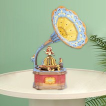 레트로 턴테이블 감성 LP플레이어 축음기 전축 인테리어3D 나무 퍼즐 빈티지 턴테이블 뮤직 박스 기계 장난, 한개옵션0