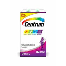 센트룸 여성용 Centrum 종합비타민 철분 비타민 D3 B 및 항산화 C E가 함유된 종합비타민/종합미네랄 보충제 글루텐 프리 유전자 변형 성분 없음 - 200개, 새로운, 120 카운트(1팩)