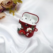 와우박스 주문제작 민화 꽃과 나비 낙관 도장 에어팟 버즈 무선 이어폰 케이스, 유광 하드케이스, 에어팟(1세대/2세대)