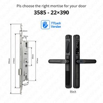 지문인식도어락 디지털 지문인식 전자 도어락 92 85mm 방수 야외 지문 투야 와이파이 앱 RFID 카드 코드 열쇠 없는 스마트 도어락 알루미늄 유리 슬라이딩, CHINA, Black 3585 multi, Left