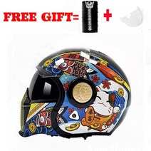 쇼에이헬멧 아라이헬멧 쇼웨이 남성용 빈티지 바이크 오토바이 헬멧 카스코 모토 블랙 워리어 콤비네이션, 01 01 Cat