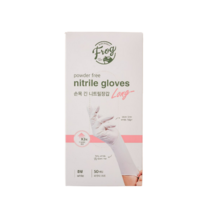 프로그 손목 긴 니트릴장갑 미용 요리 파우더 프리 위생 장갑 M, 50매