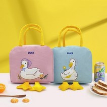 산큐아이템 오리 도시락가방, 핑크