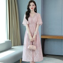 플라워원피스 쉬폰 여성 여름 허리보정 슬림핏 키커 보이는 프렌치 롱 스윗 러블리 643207210