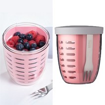 메팔 600ml 과일 샐러드통 다이어트용기 후르츠팟 2colors, 피치